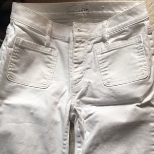 Loft high waisted, bell bottom white jeans 00
